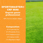 Composition de l engrais gazon professionnel ICL Sportsmaster CRF Mini NPK 15 6 15 avec calcium et magnesium pour fertilisation equilibree