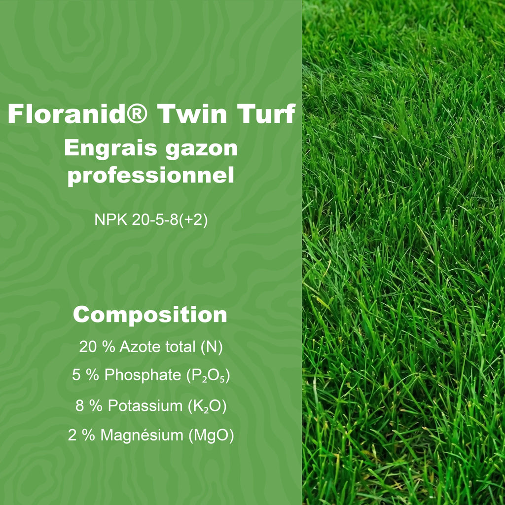 Floranid® Twin Turf 20-5-8(+2) – Engrais gazon professionnel Compo Expert
