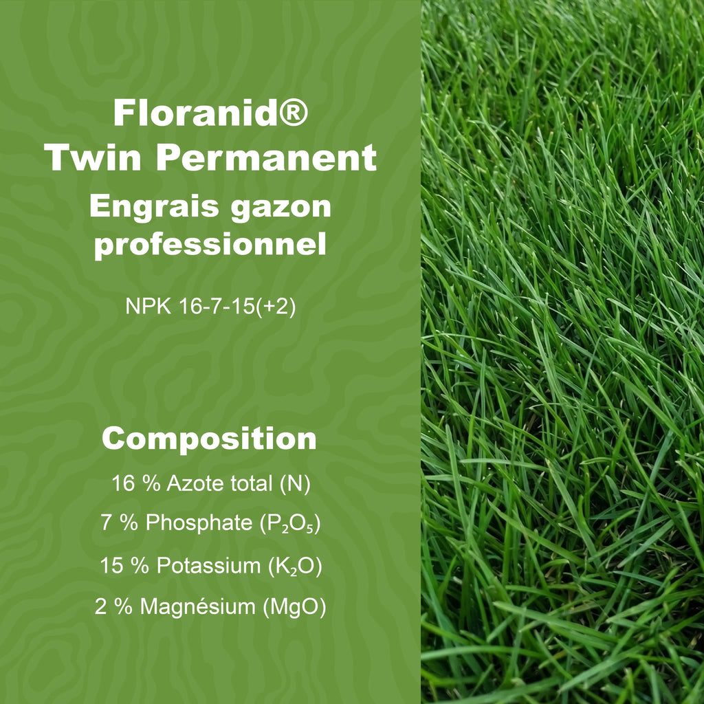 Floranid® Twin Permanent – Engrais gazon longue durée 16-7-15(+2) Compo Expert