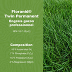 Floranid® Twin Permanent – Engrais gazon longue durée 16-7-15(+2) Compo Expert