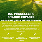 Semences de gazon professionnelles ICL ProSelect Grands Espaces pour parcs espaces publics grands jardins et pelouses étendues
