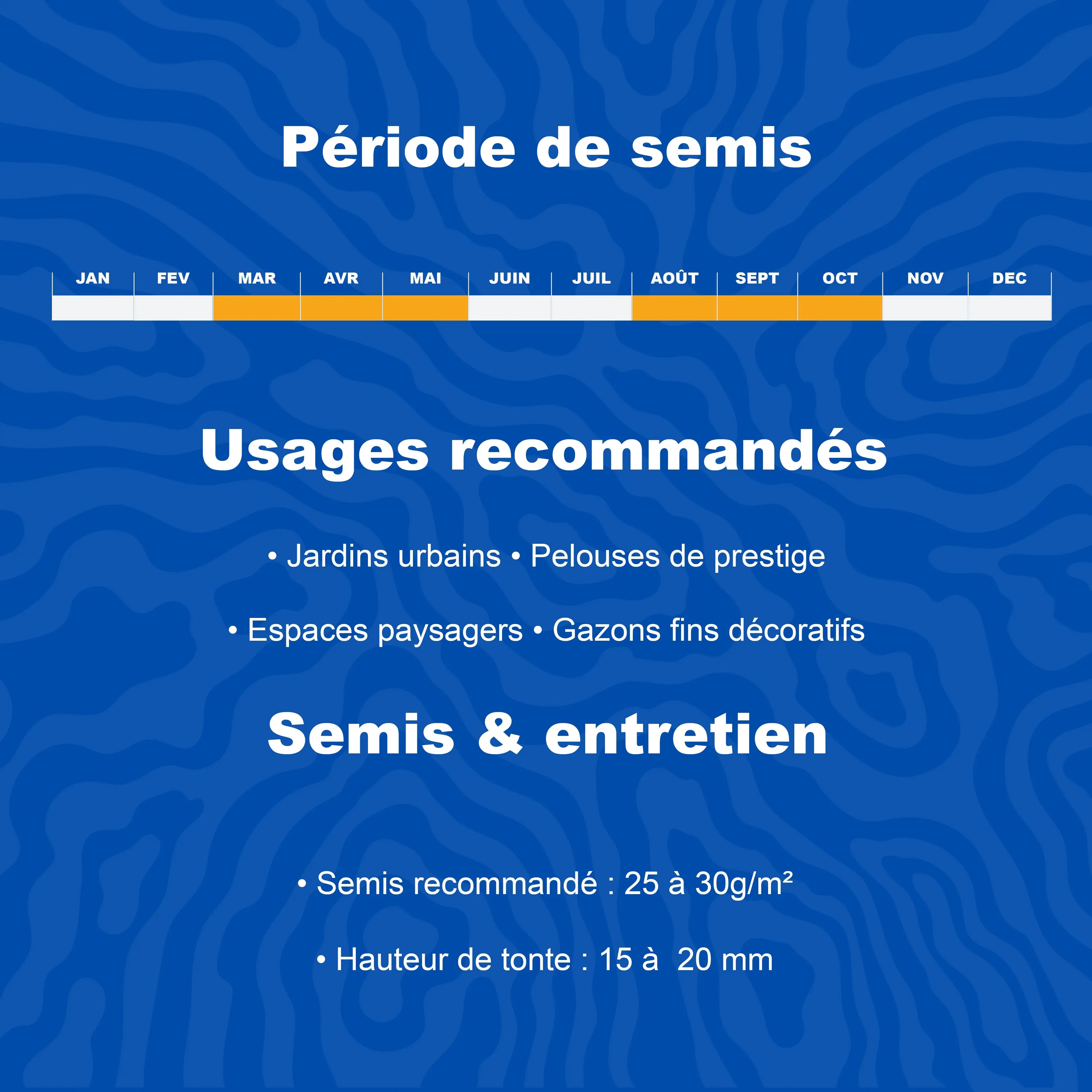 Calendrier de periode de semis des semences de gazon professionnelles ICL ProSelect Excellence avec usages recommandes et conseils d entretien