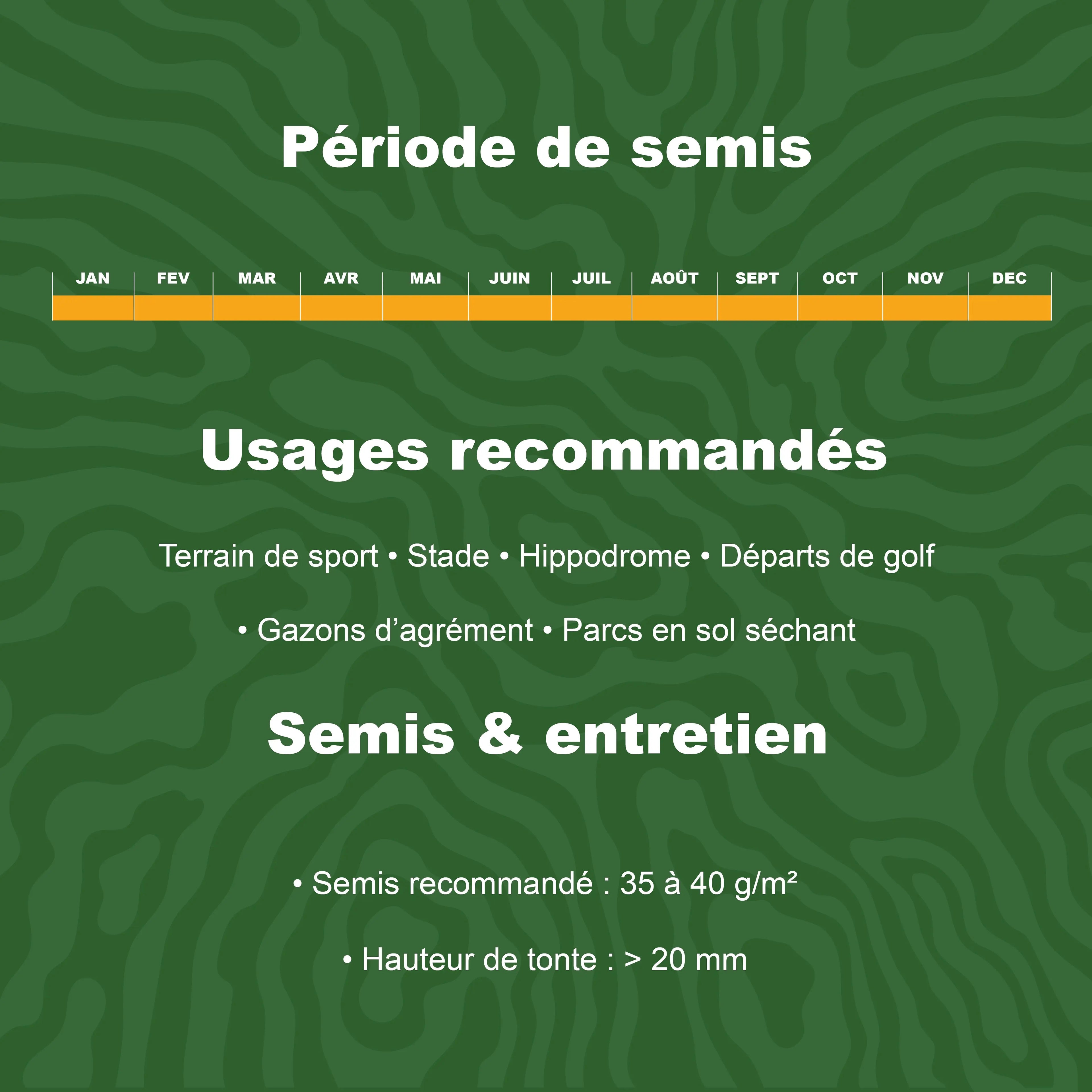 Calendrier de periode de semis des semences de gazon professionnelles ICL ProSelect Strong avec usages recommandes et conseils d entretien