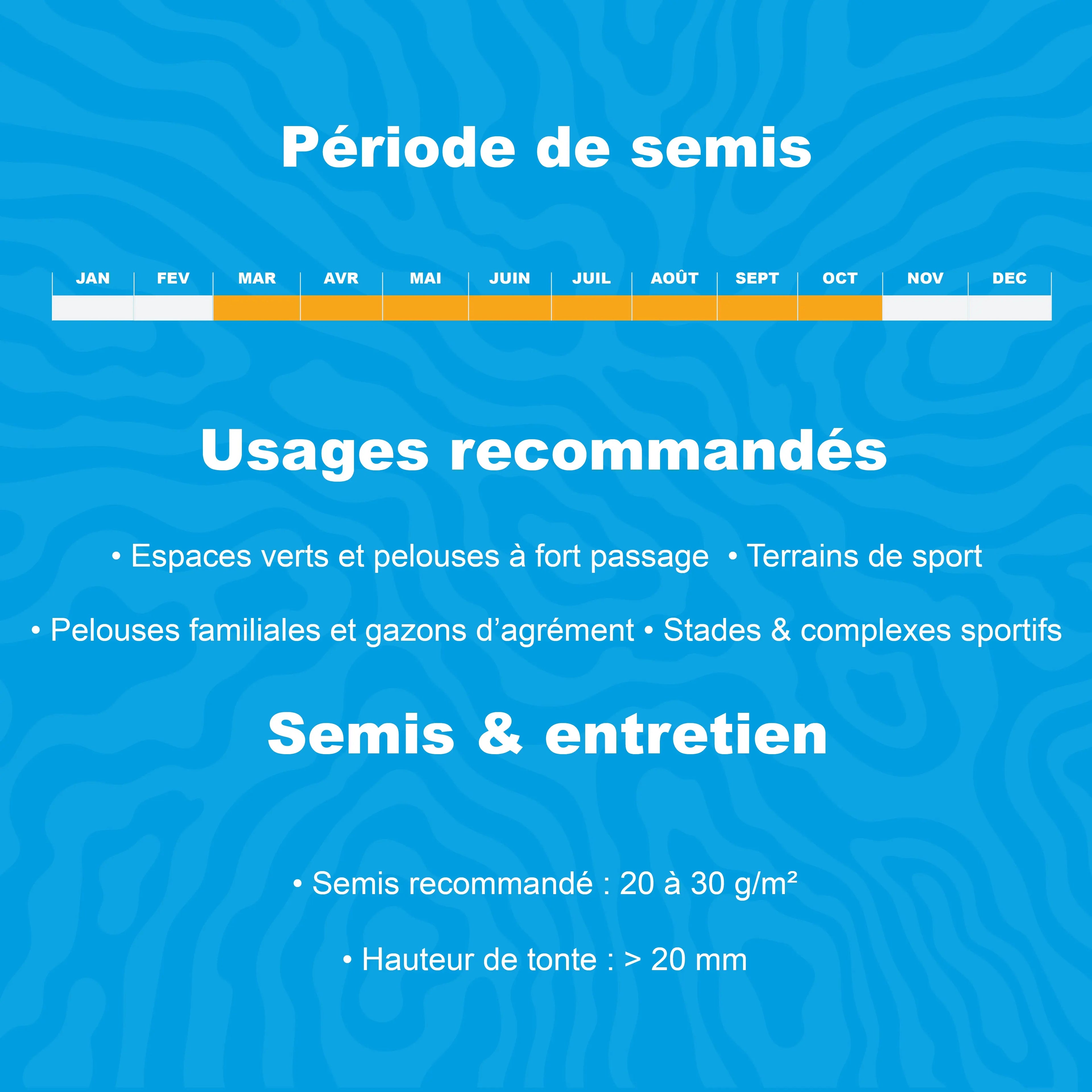 Periode de semis et usages recommandes pour semences gazon Barenbrug RES RPR ray grass anglais
