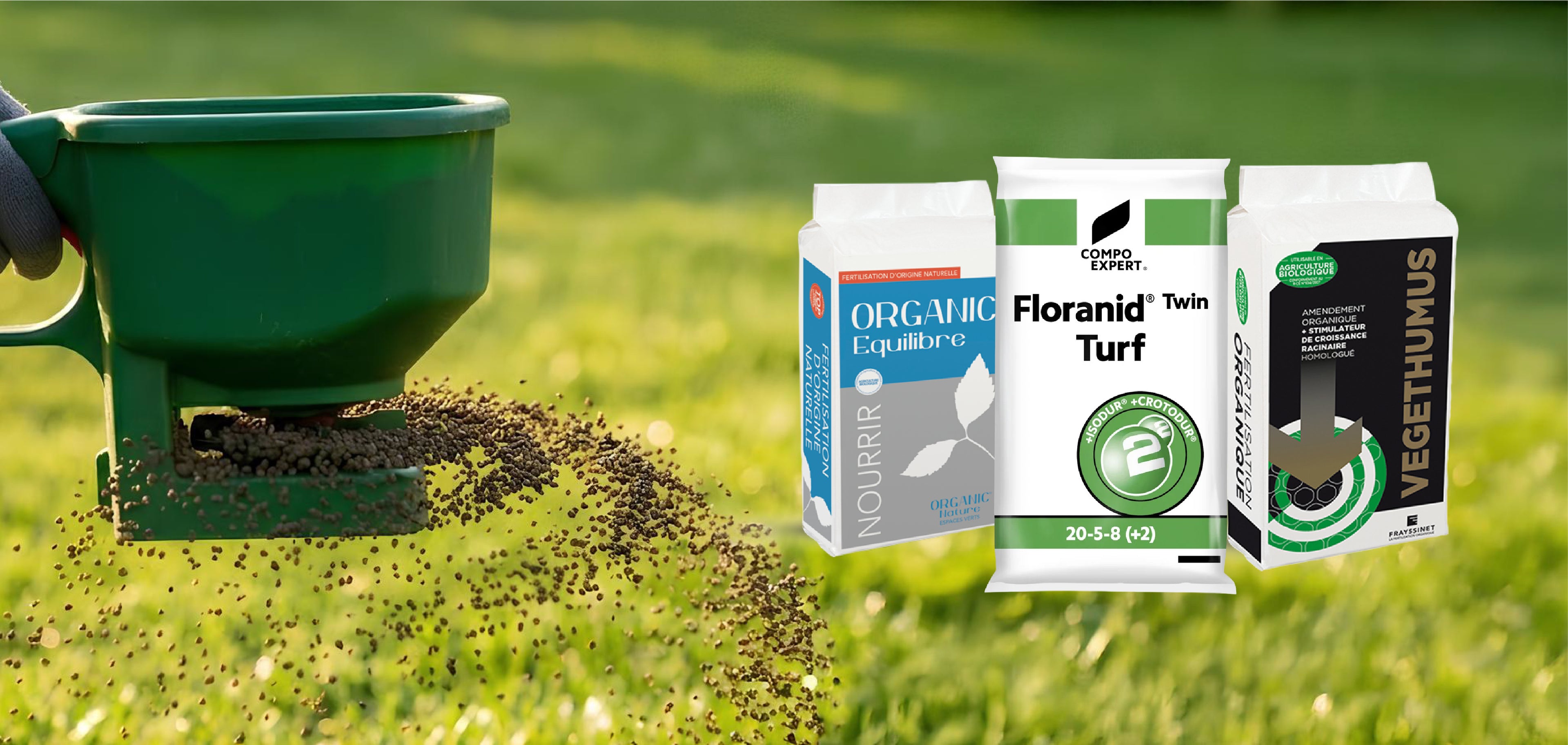 Engrais gazon pour l’entretien de la pelouse, favorisant la croissance et la densité du gazon